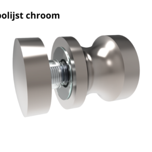 Eenzijdige douchedeurknop rond 30mm Ø - gepolijst chroom