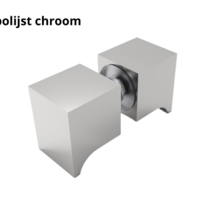 Dubbelzijdige mini douchedeurknop 26 x 26 x 21mm vierkant - gepolijst chroom