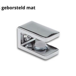 Glasplaatdrager rechthoekig glas/wand RVS geborsteld mat - 15mm