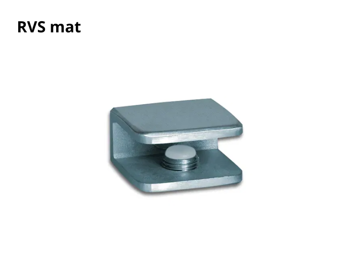 Glasplaatdrager rechthoekig - glas/wand - 15/30/100mm 8 Glasplaatdrager rechthoekig glas/wand RVS mat - 30mm