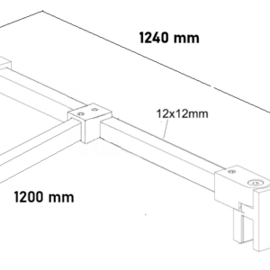 Alternative view of Stabilisatiestang set met T-splitsing wand/glas Square 12 x 12 mm