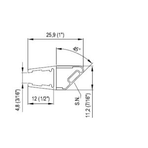 Afdichtprofiel 8PT8-60 met magneet - 90°, 6-8 mm glasdikte, lengte 2500 mm