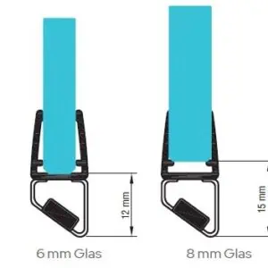 Alternative view of Magnetische afdichtprofiel set - 45°, 6-8 mm glasdikte, lengte 2500 mm, glas/glas