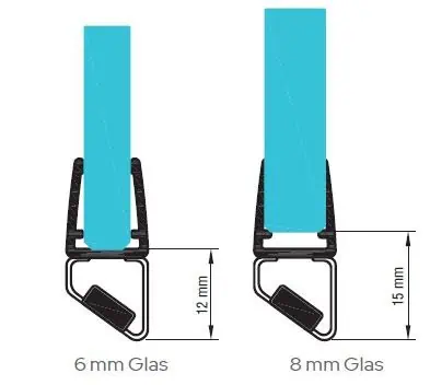 Magnetische afdichtprofiel set - 45°, 6-8 mm glasdikte, lengte 2500 mm, glas/glas 4 Magnetische afdichtprofiel set - 45°, 6-8 mm glasdikte, lengte 2500 mm, glas/glas - Afbeelding 2