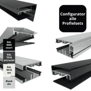 Configurator profielsets dakbeglazing 58 mm – Alle profielen in één overzicht