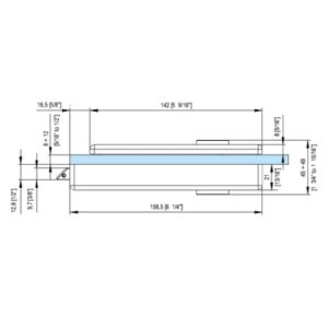 Loopslot voor deurkrukken - recht model - technische tekening