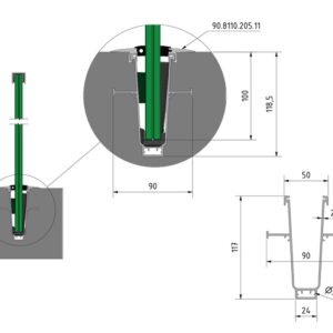 Alternative view of Glazen balustrade profiel 1,0 kN OnLevel TL-1010 – Alu