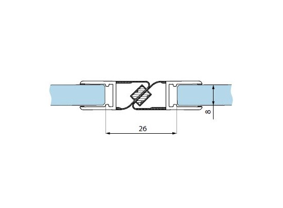 Douchestrip afdichtprofiel magnetisch glas-glas glasdikte 8 mm 4 Douchestrip afdichtprofiel magnetisch glasdikte 8 mm - technische tekening