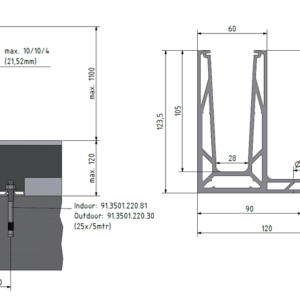 Alternative view of Glazen balustrade profiel 0,8 kN OnLevel TL-3080 – Alu / Zwart / RAL