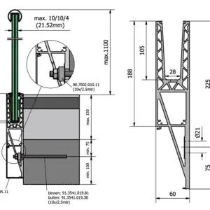 Alternative view of Glazen balustrade profiel 1,0 kN OnLevel TL-3121 – Alu / Zwart / RAL (zijmontage)