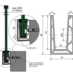 Alternative view of Glazen balustrade profiel 0,5 kN OnLevel TL-6501 – Alu / Zwart / RAL