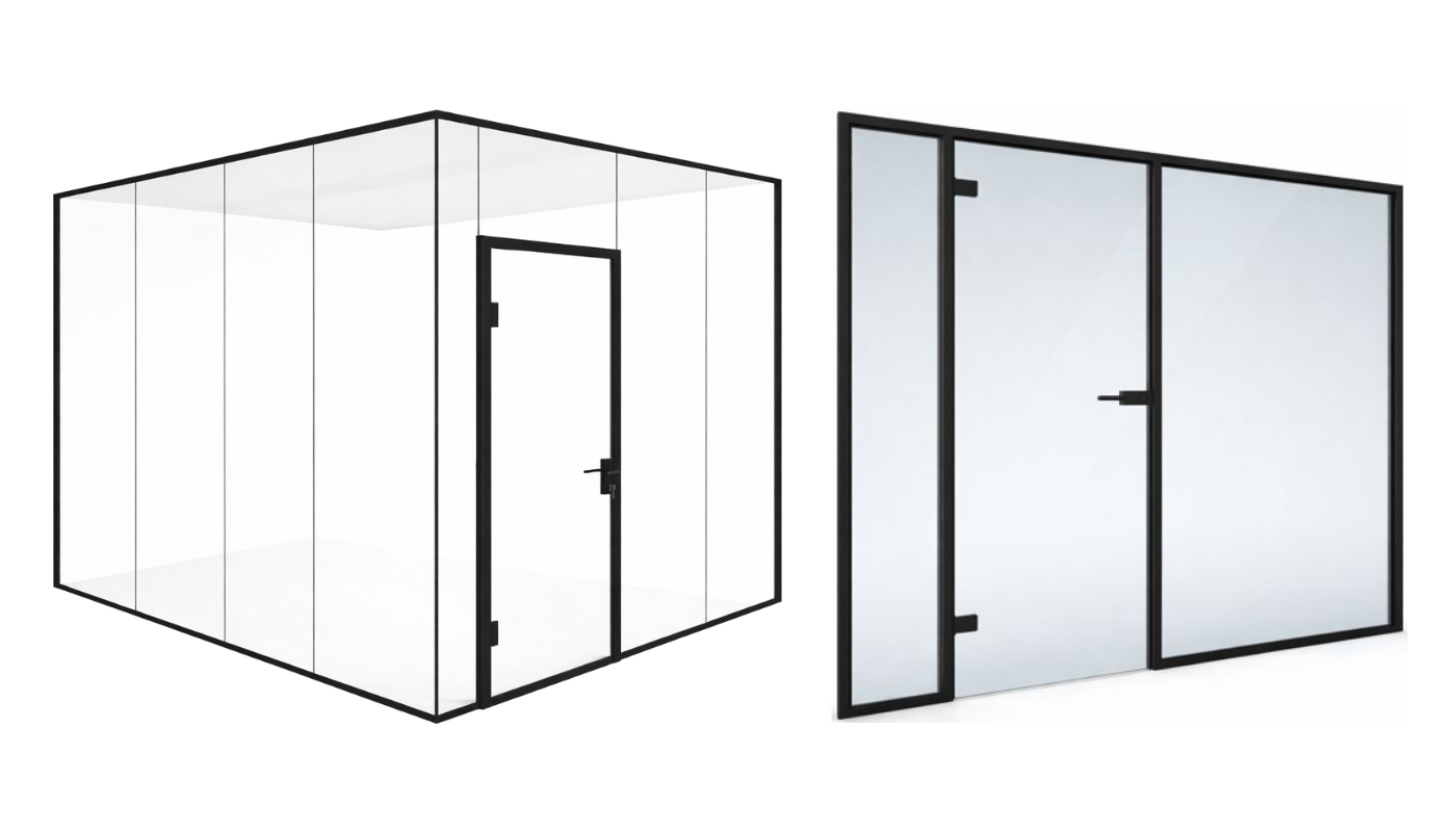 Glazenwand met deurkader