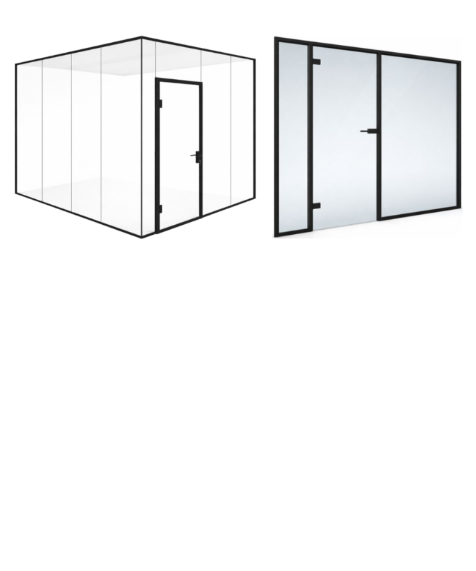 Glazen wand met deur op maat – inclusief profielen en aluminium deurkader