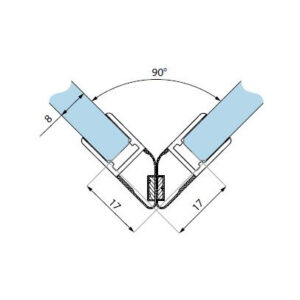 Douchestrip afdichtprofiel magnetisch glasdikte 8 mm - technische tekening