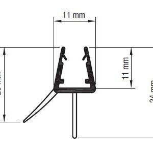 Zwarte afdichtstrip met lekprofiel voor glazen douchedeuren 6 - 8mm