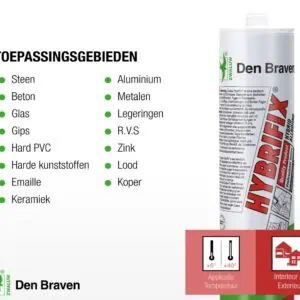 Combikit lijm/voegkit Hybri-Fix Den Braven Zwaluw