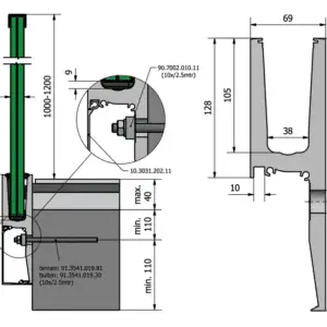 Alternative view of Glazen balustrade profiel 3,0 kN OnLevel TL-3031 – Alu