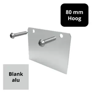 Eindschotje 80 mm – hoog – blank aluminium – inclusief RVS schroef