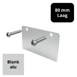 Eindschotje 80 mm – laag – blank aluminium – inclusief RVS schroef