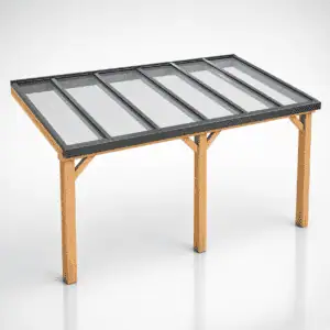 Veranda muuraanbouw met glazen dak – Douglas Duplo hout – Compleet bouwpakket