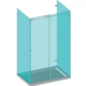 U-douche schuifdeursysteem - voor 1 schuifdeur en 3 vast paneel