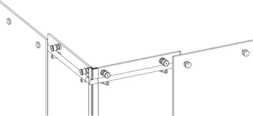 Hoekdouche schuifdeursysteem – voor 2 schuifdeuren en 2 vaste panelen 4 Hoekdouche schuifdeursysteem – voor 2 schuifdeuren en 2 vaste panelen