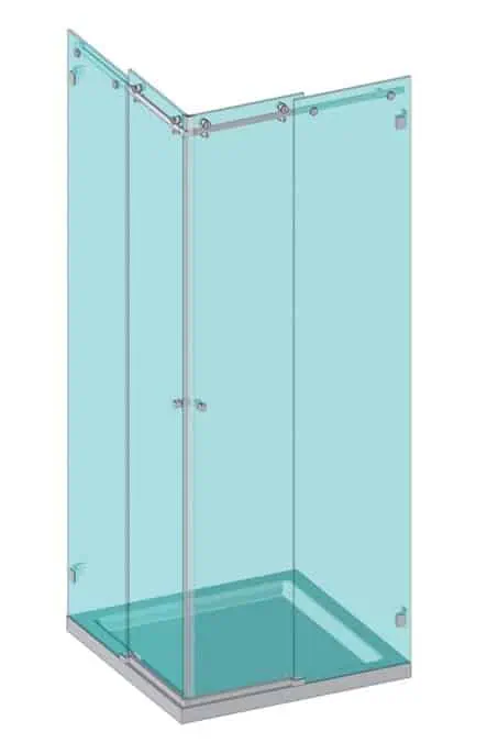 Hoekdouche schuifdeursysteem – voor 2 schuifdeuren en 2 vaste panelen 5 Hoekdouche schuifdeursysteem – voor 2 schuifdeuren en 2 vaste panelen