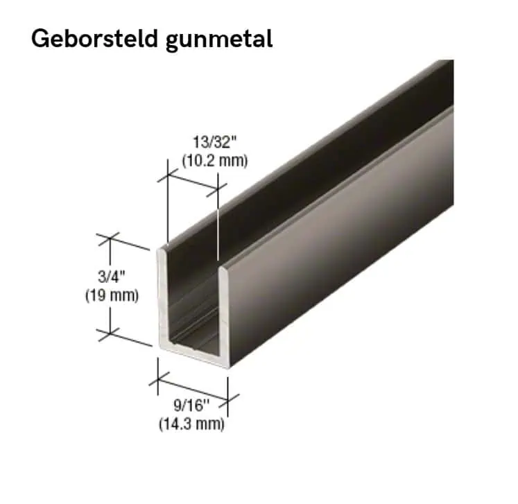 U-profiel voor vast douchepaneel - 6 tot 10mm glas - 2,4 meter 10 U-profiel voor vast douchepaneel -10mm glas - geborsteld gun metal