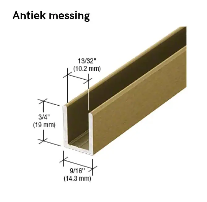 U-profiel voor vast douchepaneel - 6 tot 10mm glas - 2,4 meter 16 U-profiel voor vast douchepaneel -10mm glas - antiek messing