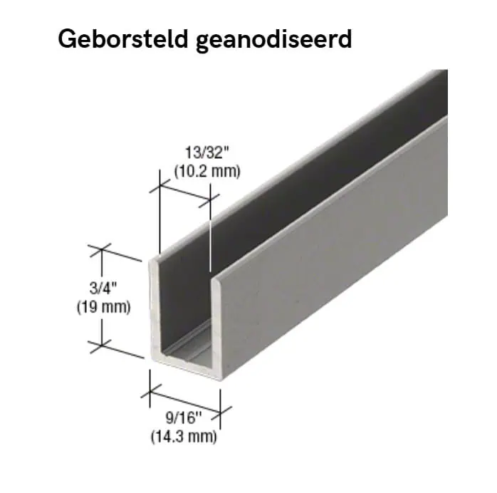 U-profiel voor vast douchepaneel - 6 tot 10mm glas - 2,4 meter 21 U-profiel voor vast douchepaneel -10mm glas - geborsteld geanodiseerd