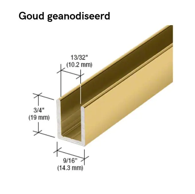 U-profiel voor vast douchepaneel - 6 tot 10mm glas - 2,4 meter 23 U-profiel voor vast douchepaneel -10mm glas - goud geanodiseerd