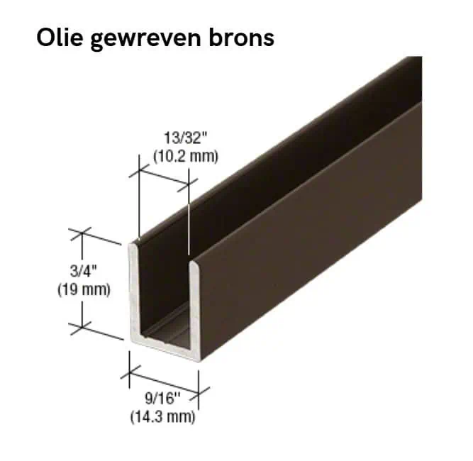 U-profiel voor vast douchepaneel - 6 tot 10mm glas - 2,4 meter 24 U-profiel voor vast douchepaneel -10mm glas - olie gewreven brons