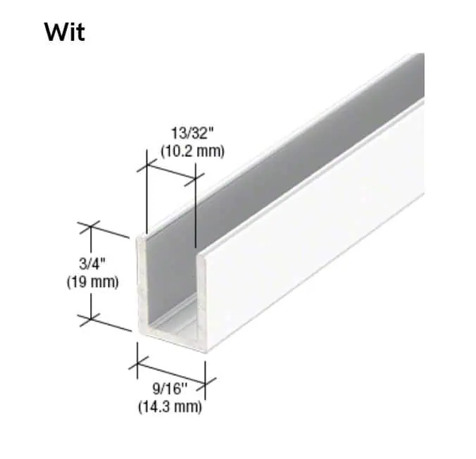 U-profiel voor vast douchepaneel - 6 tot 10mm glas - 2,4 meter 28 U-profiel voor vast douchepaneel -10mm glas - wit