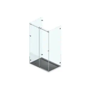 U-douche schuifdeursysteem - voor 1 schuifdeur en 3 vast paneel