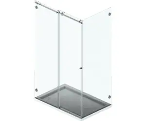 Hoekdouche schuifdeursysteem – voor 1 schuifdeur en 2 vast paneel